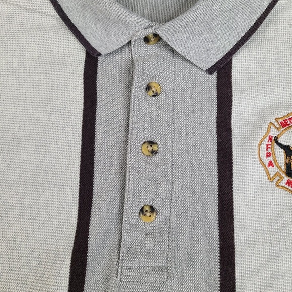 Metro Chiefs Honolulu Polo Shirt Mens XL Gray 2002 Vintage Striped Tri Mountain - Picture 6 of 14